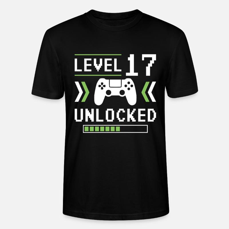 17e anniversaire Niveau 17 débloqué - T-shirt bio CRAFTER Stanley Stella Unisexe - noir