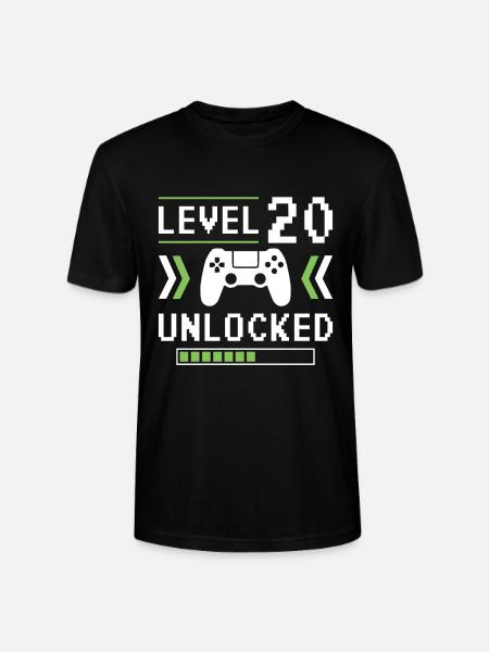 20th Birthday Level 20 unlocked - Stanley/Stella CRAFTER Unisex Organic T-Shirt - black