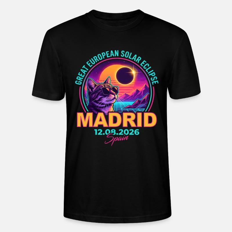 Éclipse de Solar Cat Madrid 2026 - T-shirt bio CRAFTER Stanley Stella Unisexe - noir