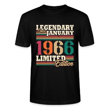 Vintage 1966 Janvier Rétro Cadeau D'anniversaire - T-shirt bio CRAFTER Stanley Stella Unisexe - noir - Devant - Alina (178cm) & Michal (187cm)