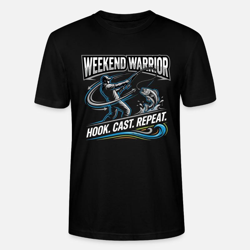 Weekend Warrior Hook Cast Repeat Angler - Stanley/Stella CRAFTER Unisex Organic T-Shirt - black