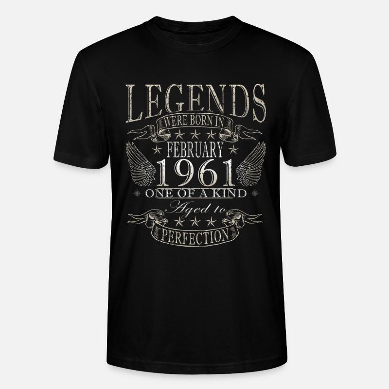 Février 1961 Jubilé 1961 Légendes Février - T-shirt bio CRAFTER Stanley Stella Unisexe - noir