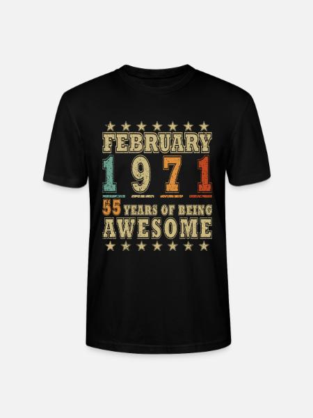 55e anniversaire février 1971 Millésime - T-shirt bio CRAFTER Stanley Stella Unisexe - noir