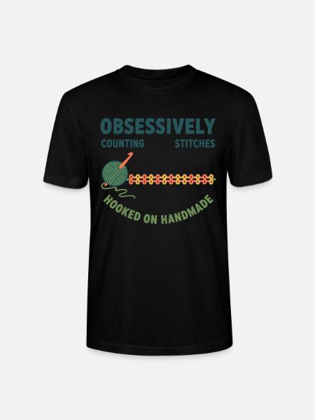 Crochet Counting Stitches Hooked On Handmade - Stanley/Stella CRAFTER Unisex Organic T-Shirt - black