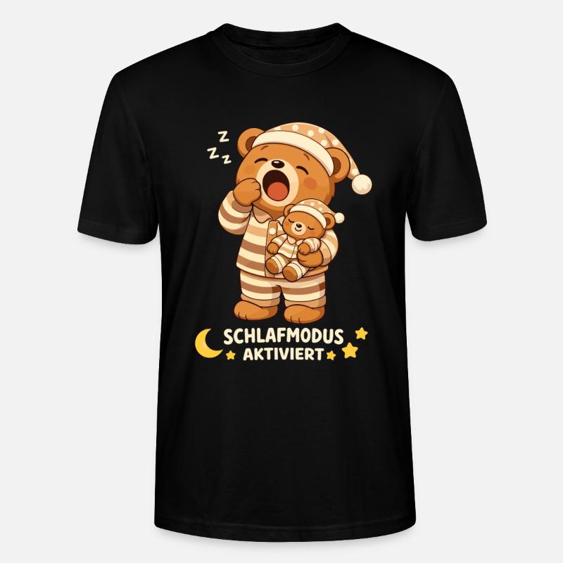 Schlafshirt Schlafen Pyjama Teddybär Schlafmodus - Stanley/Stella Unisex Bio-T-Shirt CRAFTER - Schwarz