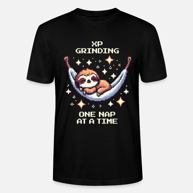 Grinding XP with Naps | Sloth - Stanley/Stella CRAFTER Unisex Organic T-Shirt - black