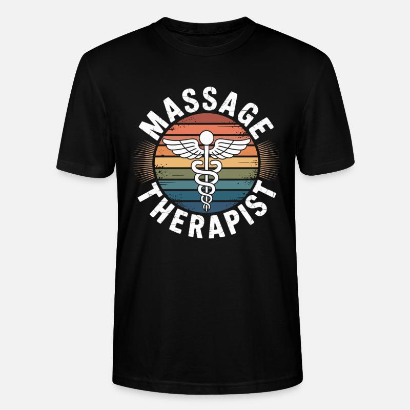 Retro Regenbogen Massage Logo - Stanley/Stella Unisex Bio-T-Shirt CRAFTER - Schwarz