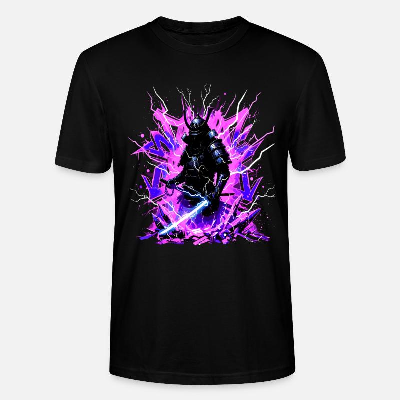 Cyber Samurai – Synthwave Katana Geist - T-shirt bio CRAFTER Stanley Stella Unisexe - noir