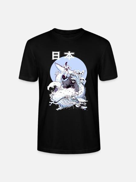 Japanischer Wal Kampf – Ukiyo-e Meereskunst - Stanley/Stella Unisex Bio-T-Shirt CRAFTER - Schwarz