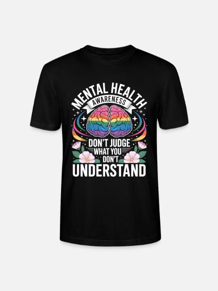 Mental Health Rainbow Brain - Stanley/Stella CRAFTER Unisex Organic T-Shirt - black