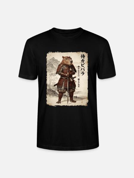 Samurai, Capybara, Japanese Art, Anime - Stanley/Stella CRAFTER Unisex Organic T-Shirt - black