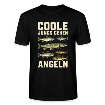 Pêcheur pêcheur pêcheur Poisson drôle de pêcheur disant - T-shirt bio CRAFTER Stanley Stella Unisexe - noir - Devant - Alina (178cm) & Michal (187cm)