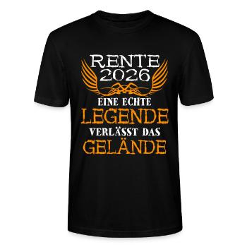 Rente 2026 Rentner Legende - Stanley/Stella Unisex Bio-T-Shirt CRAFTER - Schwarz - Vorne - Alina (178cm) & Michal (187cm)