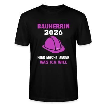 Client 2026 Construction Site - T-shirt bio CRAFTER Stanley Stella Unisexe - noir - Devant - Alina (178cm) & Michal (187cm)