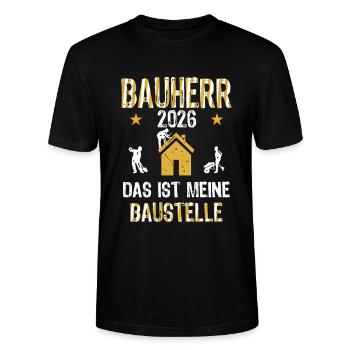 Client 2026 Construction site Start of construction - Stanley/Stella CRAFTER Unisex Organic T-Shirt - black - Front - Alina (178cm) & Michal (187cm)