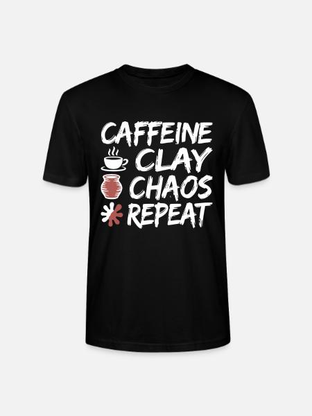 Caffeine Clay Chaos Repeat Design - Stanley/Stella CRAFTER Unisex Organic T-Shirt - black