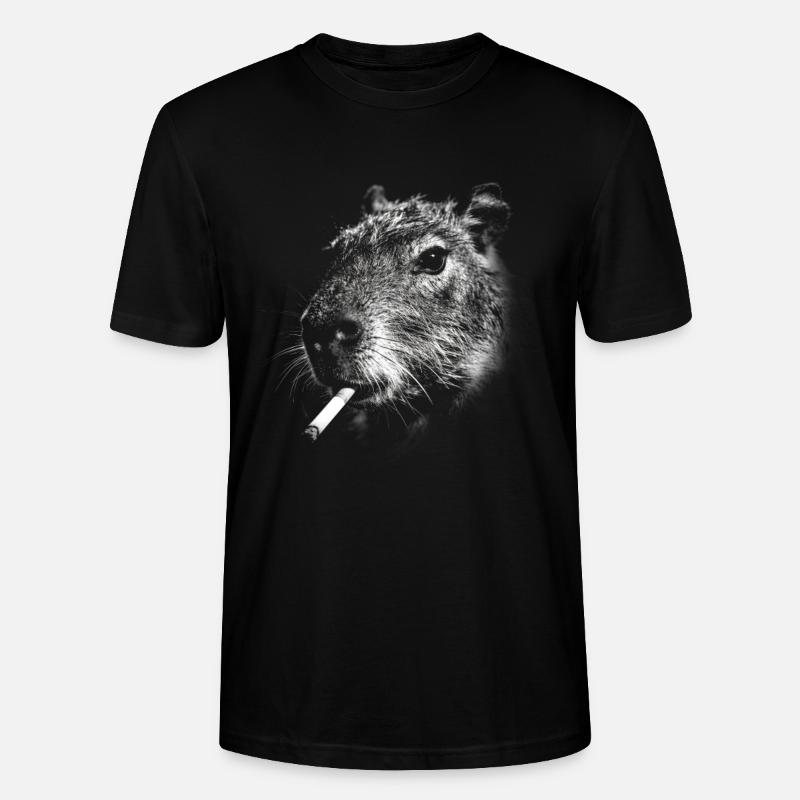 Fumer, cigarette, capybara, fumer une cigarette - T-shirt bio CRAFTER Stanley Stella Unisexe - noir