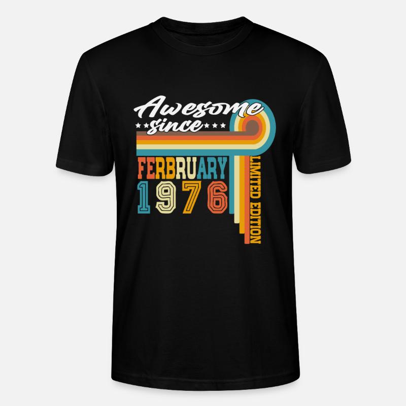 Février 1976 Vintage Born Birthday Rétro - T-shirt bio CRAFTER Stanley Stella Unisexe - noir