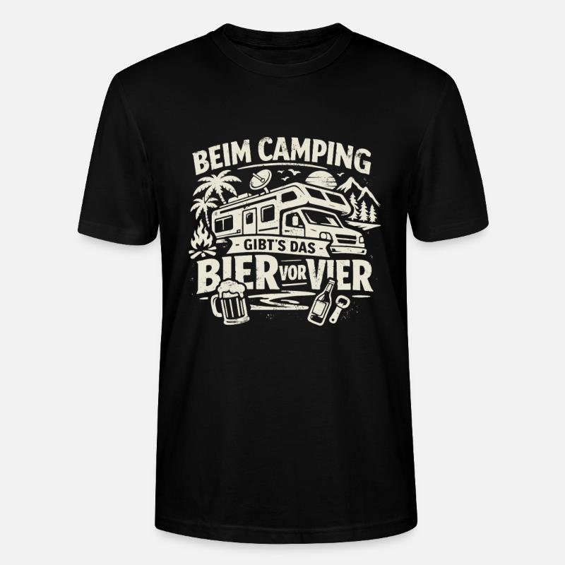 Camping | Beer before four - Stanley/Stella CRAFTER Unisex Organic T-Shirt - black