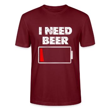 J’ai besoin de bière – Batterie vide - T-shirt bio CRAFTER Stanley Stella Unisexe - bordeaux - Devant - Alina (178cm) & Michal (187cm)