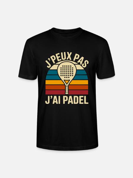 I can't I have padel – retro rainbow vibe - Stanley/Stella CRAFTER Unisex Organic T-Shirt - black