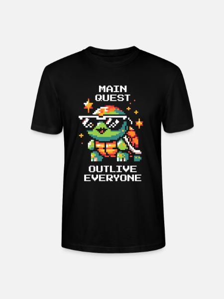 Main Quest: Live Longer | Turtle - Stanley/Stella CRAFTER Unisex Organic T-Shirt - black