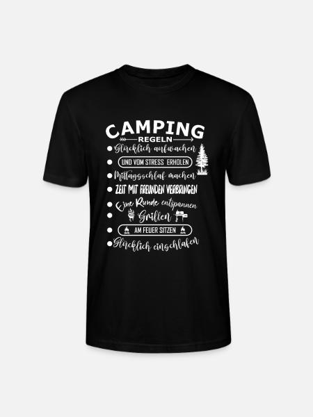 Real Camping Rules Outdoor Adventure - Stanley/Stella CRAFTER Unisex Organic T-Shirt - black