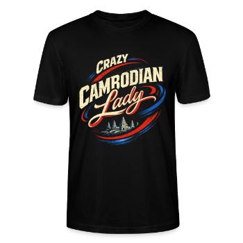 Cambodia Cambodians - Stanley/Stella CRAFTER Unisex Organic T-Shirt - black - Front - Alina (178cm) & Michal (187cm)