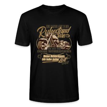 egende, Rente, Ruhestand, Motorrad, 2026 - Stanley/Stella Unisex Bio-T-Shirt CRAFTER - Schwarz - Vorne - Alina (178cm) & Michal (187cm)