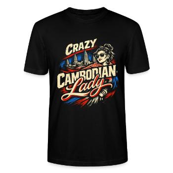 Cambodia Cambodians - Stanley/Stella CRAFTER Unisex Organic T-Shirt - black - Front - Alina (178cm) & Michal (187cm)