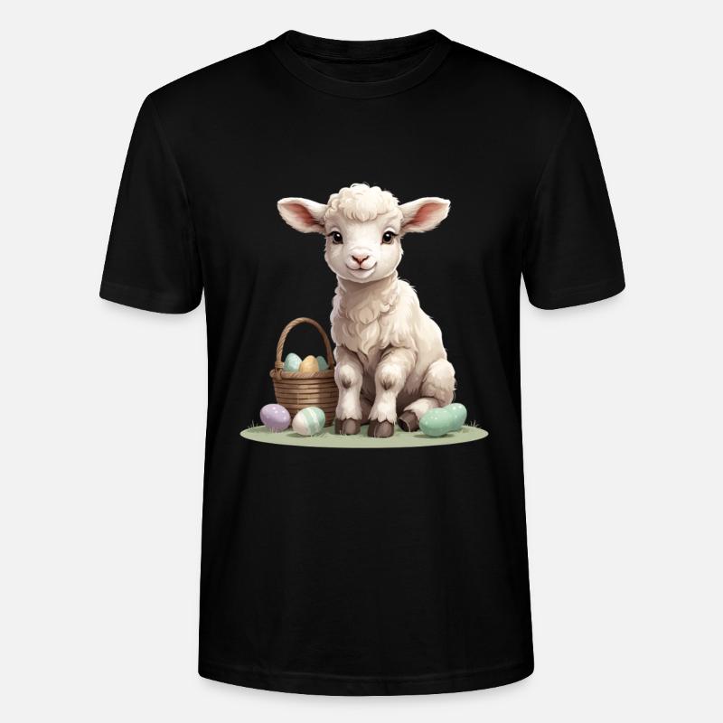 Pastell Lamm mit Ostereiern - Stanley/Stella Unisex Bio-T-Shirt CRAFTER - Schwarz