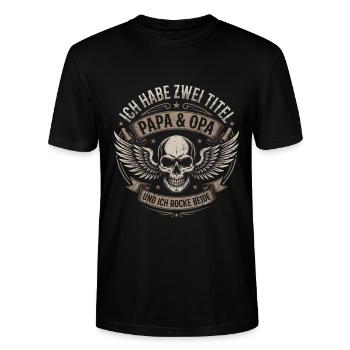 Papa & Opa : Deux titres - T-shirt bio CRAFTER Stanley Stella Unisexe - noir - Devant - Alina (178cm) & Michal (187cm)