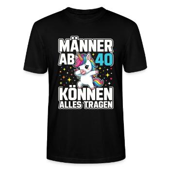 40e anniversaire 40 ans 40 ans 40 ans Licorne - T-shirt bio CRAFTER Stanley Stella Unisexe - noir - Devant - Alina (178cm) & Michal (187cm)