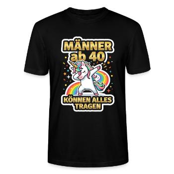 40e anniversaire 40 ans 40 ans 40 ans Licorne - T-shirt bio CRAFTER Stanley Stella Unisexe - noir - Devant - Alina (178cm) & Michal (187cm)