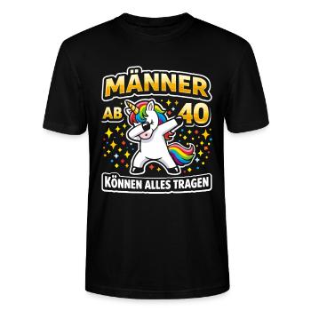 40e anniversaire 40 ans 40 ans 40 ans Licorne - T-shirt bio CRAFTER Stanley Stella Unisexe - noir - Devant - Alina (178cm) & Michal (187cm)