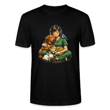Veterinarian Veterinarian - Stanley/Stella CRAFTER Unisex Organic T-Shirt - black - Front - Alina (178cm) & Michal (187cm)