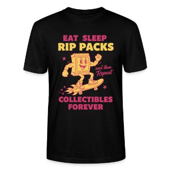 Eat Sleep Rip Packs Repeat Collectibles Forever - Stanley/Stella CRAFTER Unisex Organic T-Shirt - black - Front - Alina (178cm) & Michal (187cm)