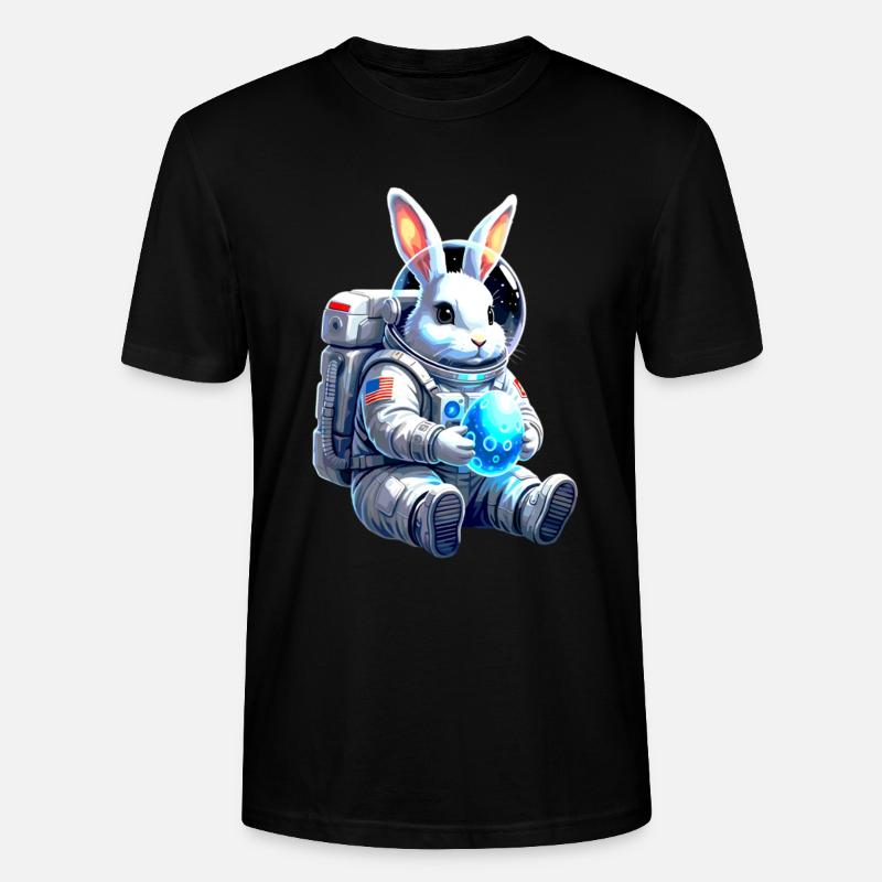 Astronaut Easter Bunny Space Egg - Stanley/Stella CRAFTER Unisex Organic T-Shirt - black