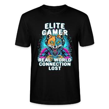 Joueur : jeux vidéo élites drôles, console de geek - T-shirt bio CRAFTER Stanley Stella Unisexe - noir - Devant - Alina (178cm) & Michal (187cm)