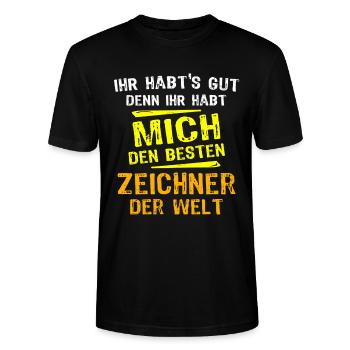 Zeichner Geschenk - Stanley/Stella Unisex Bio-T-Shirt CRAFTER - Schwarz - Vorne - Alina (178cm) & Michal (187cm)