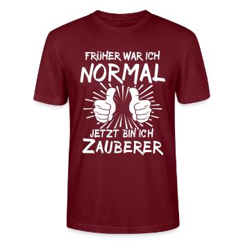 Zauberer - Stanley/Stella Unisex Bio-T-Shirt CRAFTER - Burgunderrot - Vorne - Alina (178cm) & Michal (187cm)