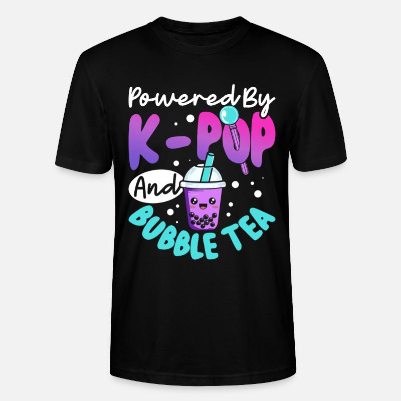 Alimentato da bubble tea K-pop - Maglietta unisex ecologica CRAFTER di Stanley/Stella - nero