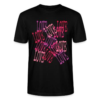 Love Cascading Romantic Lettering - Stanley/Stella CRAFTER Unisex Organic T-Shirt - black - Front - Alina (178cm) & Michal (187cm)