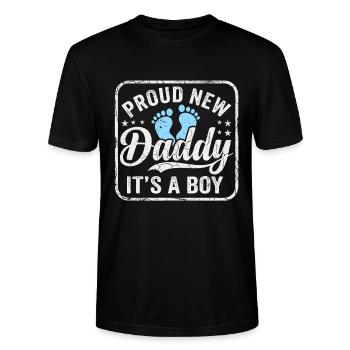 Père et père en attente, fils biologique garçon - T-shirt bio CRAFTER Stanley Stella Unisexe - noir - Devant - Alina (178cm) & Michal (187cm)