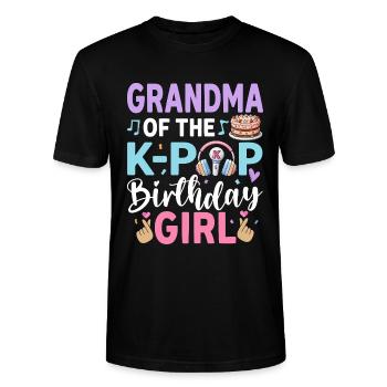 Grandma Of The K-Pop Birthday Girl - Stanley/Stella CRAFTER Unisex Organic T-Shirt - black - Front - Alina (178cm) & Michal (187cm)