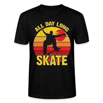 Ganztägiger Skate Retro Sunset - Stanley/Stella Unisex Bio-T-Shirt CRAFTER - Schwarz - Vorne - Alina (178cm) & Michal (187cm)