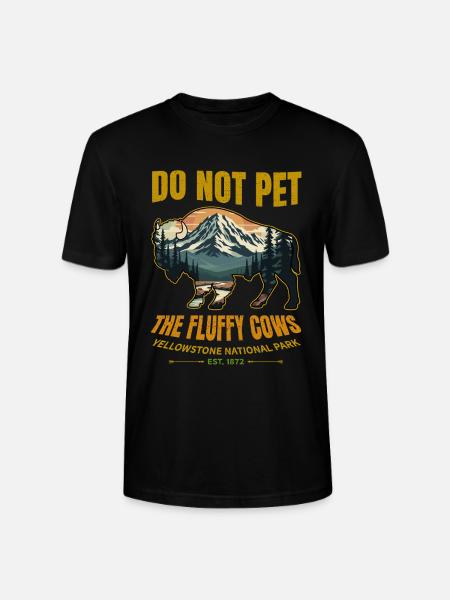 Fluffy Cow Buffalo Yellowstone National Park - Stanley/Stella CRAFTER Unisex Organic T-Shirt - black