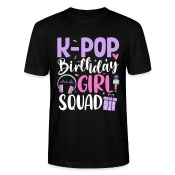 K Pop Birthday Girl Squad - Stanley/Stella CRAFTER Unisex Organic T-Shirt - black - Front - Alina (178cm) & Michal (187cm)