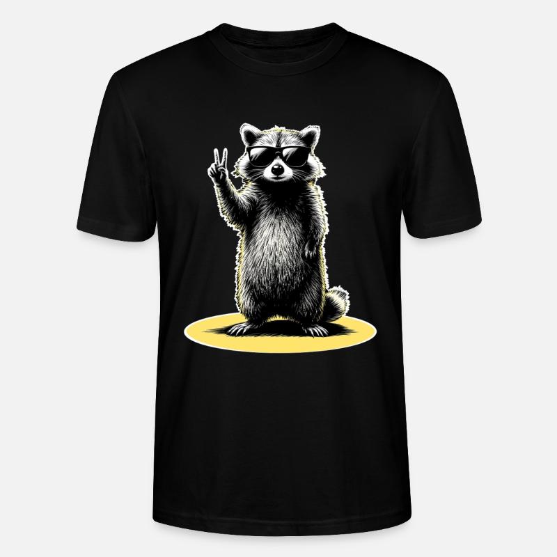 Waschbär Peace - Stanley/Stella Unisex Bio-T-Shirt CRAFTER - Schwarz