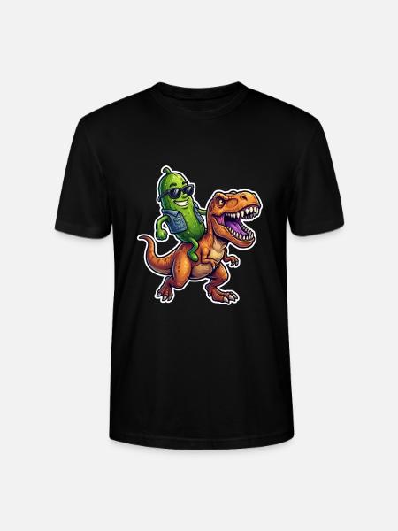 Sour cucumber rides dinosaur - Stanley/Stella CRAFTER Unisex Organic T-Shirt - black
